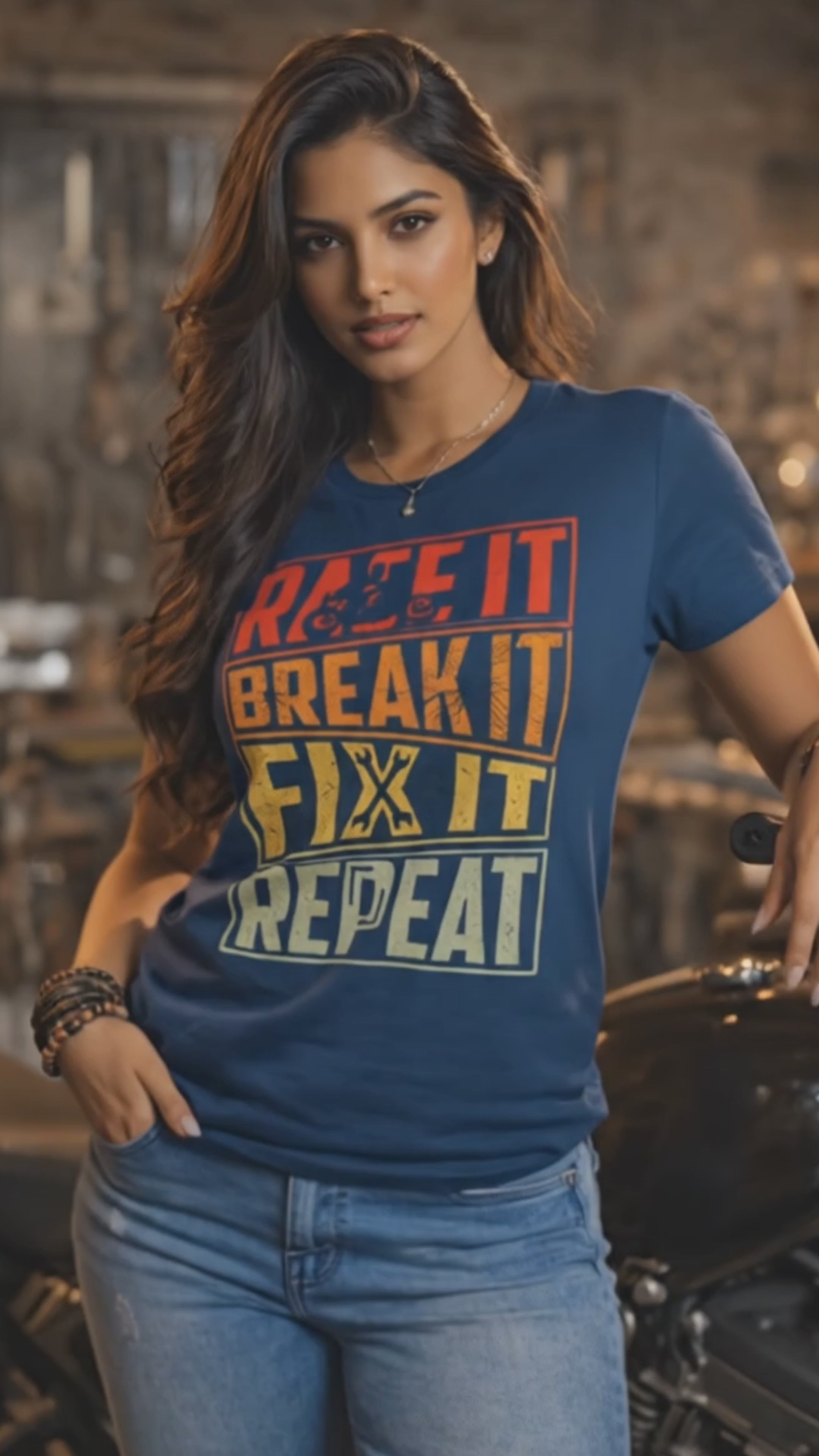 ANR Gears – Race It Break It Fix It Repeat T-Shirt | Unisex Motorcycle Garage Edition